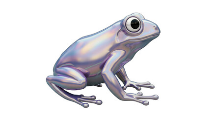 Isolated Iridescent Frog Sitting