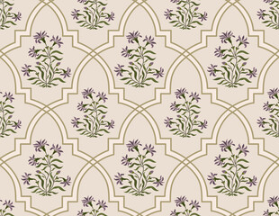 Hand drawn colourful geometric flowers, seamless patterns with floral for fabric, textiles, clothing, wrapping paper, backdrop, banner, illustration, abstract backgrounds.
