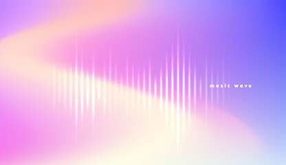 Music abstract background. Gradation light wave on gradient neon bg. Sound wave pink blue template. Holographic technology dynamic poster. Vector gradient texture illustration