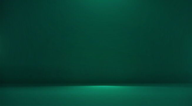 Dark green studio room. Limbo abstract background. 3d backdrop for product presentation. Minimal wall scene. Showcase, promotion display. Vector stage mockup illustration