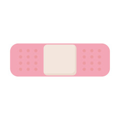 Pink medical plaster in flat design. Adhesive sticker for wound bandage. Vector illustration isolated.