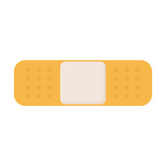 Orange medical plaster in flat design. Adhesive patch for injury aid help. Vector illustration isolated.