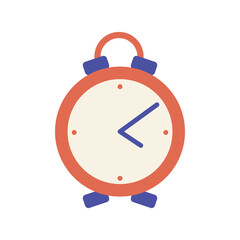 Table clock with alarm in flat design. Office or school analog alarmclock. Vector illustration isolated.