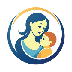 A mom with her baby in arms, designed for a happy mom icon