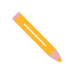 Orange drawing pencil flat in flat design. Stationery supply, paint equipment. Vector illustration isolated.