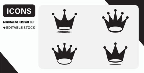 Minimalist Crown Icons Set