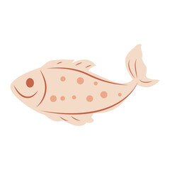Abstract fish in flat design. Swimming aquatic animal, seafood menu. Vector illustration isolated.