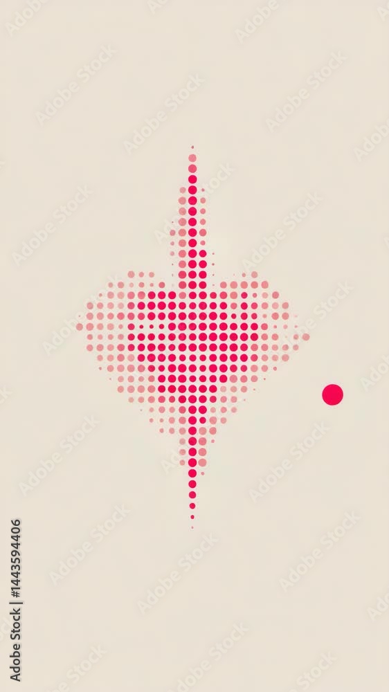 Poster abstract minimal design with dots, gradient, and a diamond shape forming a focal point in light pink