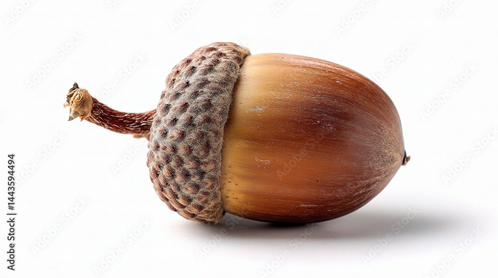 Poster Close-up of a Single Acorn on a Light Background