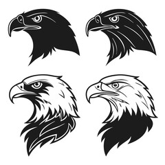 Obraz premium Minimal Eagle Head Icons in Clean Black Vector Style for Logos