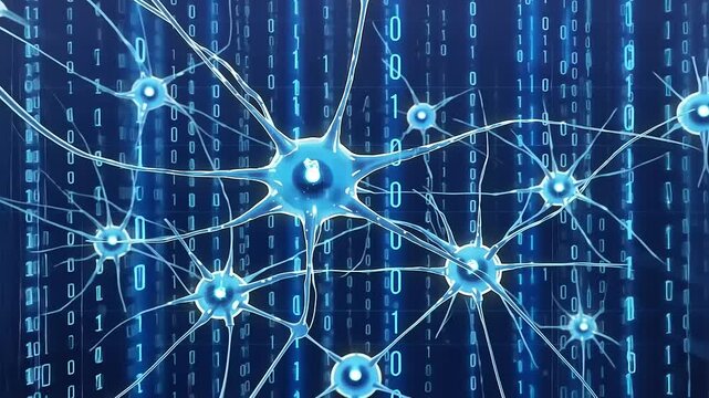 Neural Network: Digital Brain,  Binary Code,  Artificial Intelligence,  Cybernetic Connections