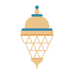 Traditional Morocco hanging lamp in flat design. Ornamental hanging lantern. Vector illustration isolated.