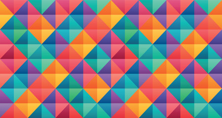 Rainbow Geometric Triangular Seamless Pattern with Gradient Blocks