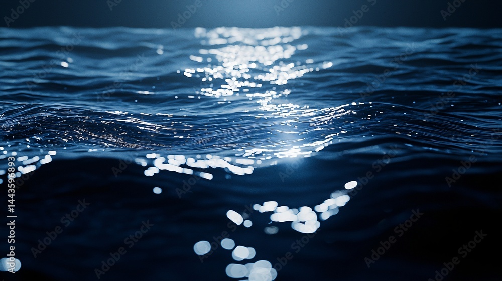 Poster stunning ocean scene with bright light illuminating the water surface creating a radiant view of shi