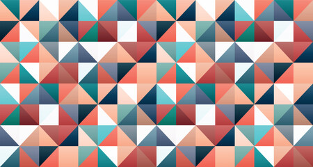 Fototapeta premium Muted retro geometric triangle seamless pattern with warm pastel colors, modern minimal design