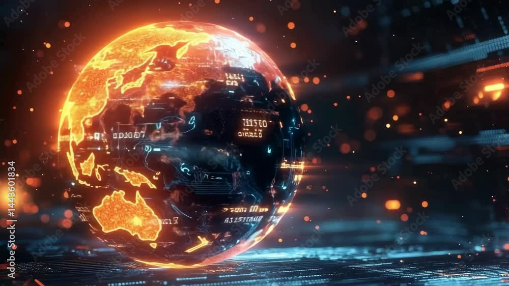 Aufkleber futuristic encrypted data orb representing global cybersecurity and digital protection