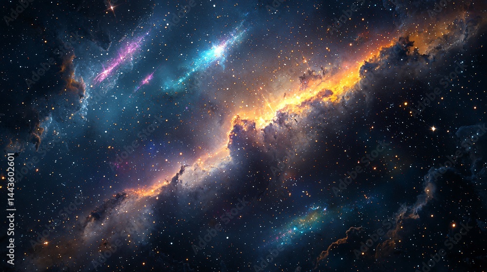 Poster mesmerizing combination of a nebula and star field blending together to create a stunning cosmic des