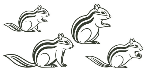 Obraz premium Cute Minimal Chipmunk Vector Icons for Design and Print Use