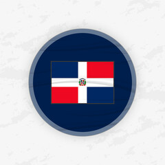 Dominican Flag in a Circular Emblem Design, Abstract Round Sticker Illustration.