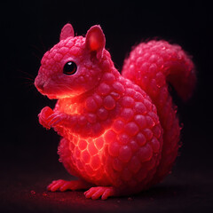 Digital Rendering of Raspberry-Textured Squirrel Figurine