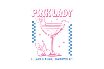 Pink Lady, Summer Cocktail SVG T Shirt Design