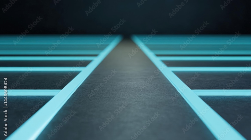 Poster long, straight line of light blue lines running diagonally across a black surface. the lines are eve