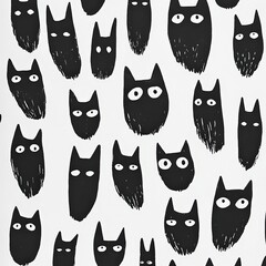Black Cat Illustration on White Background for Creative Projects