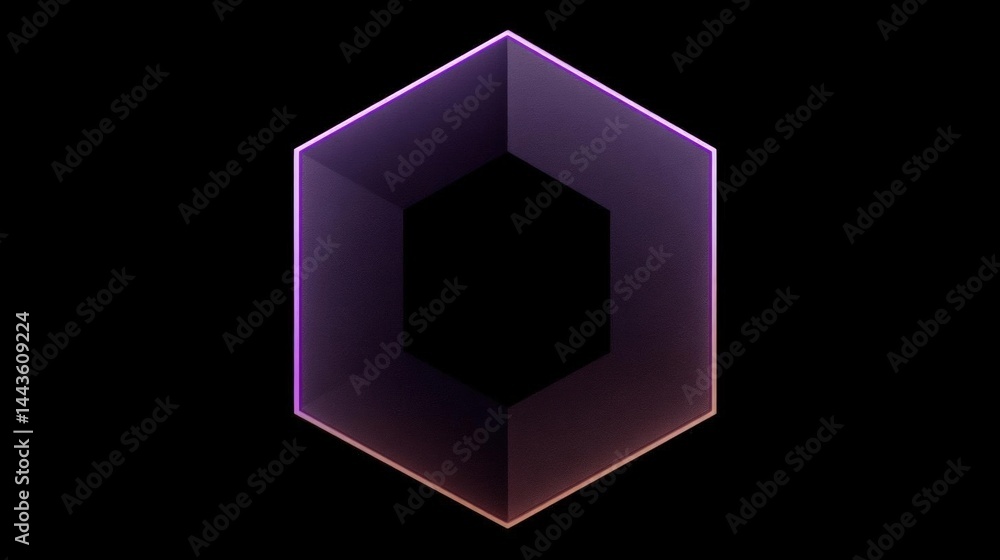 Poster 3d rendering of a hexagon. the hexagon is made up of three equal parts, with the top half being a da