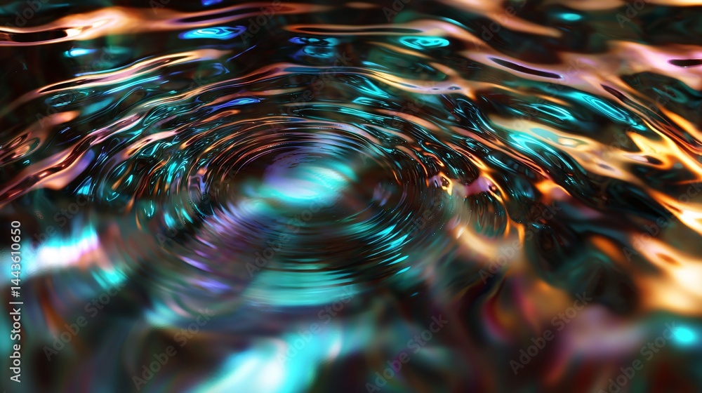 Poster mesmerizing spiral pattern representing celestial energy fields with cosmic holographic ripples in a
