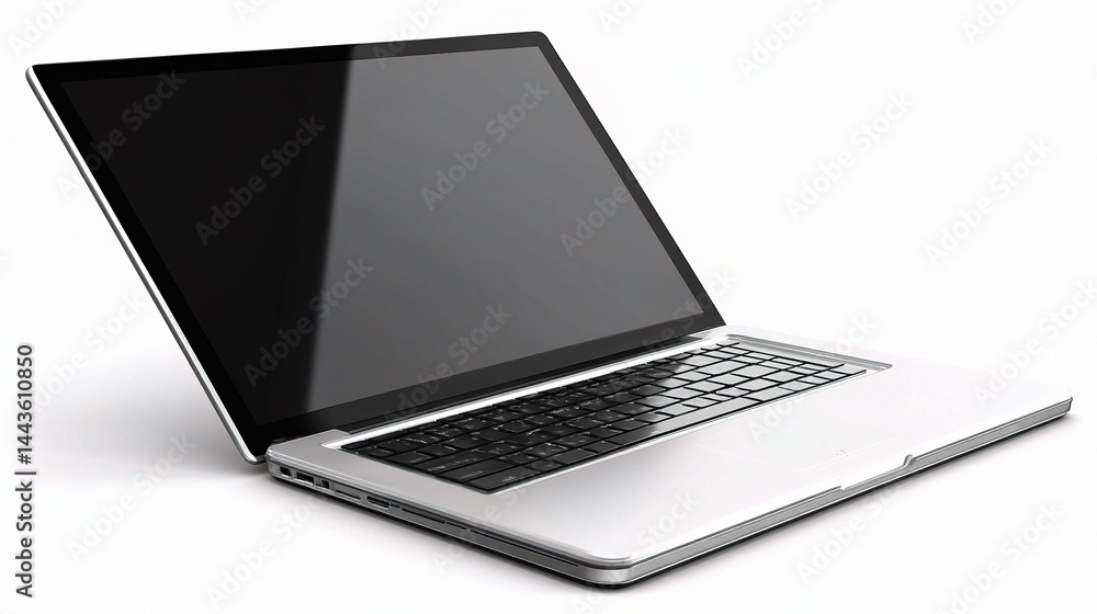 Poster modern laptop with sleek design and open display for technology use