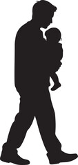 Father Holding Child Silhouette Dad Carrying Baby Vector Art