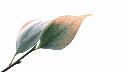 Delicate Green Leaves with Soft Light on a Minimalistic Background