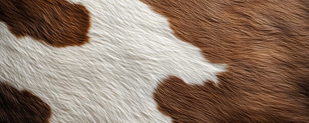 Close up of the cow skin displaying brown and white patches