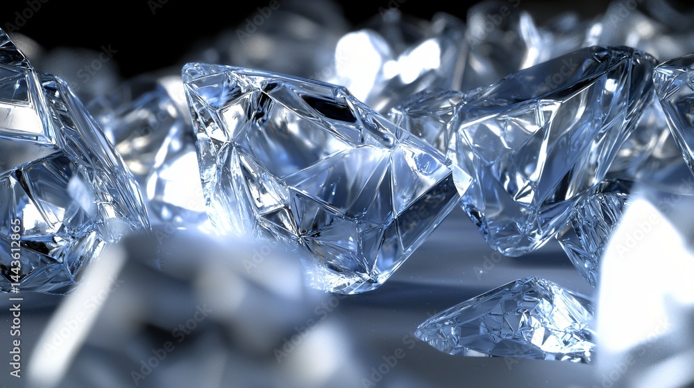 Poster exquisite collection of diamonds sparkling with a soft ambient glow in a cosmic celestial setting of