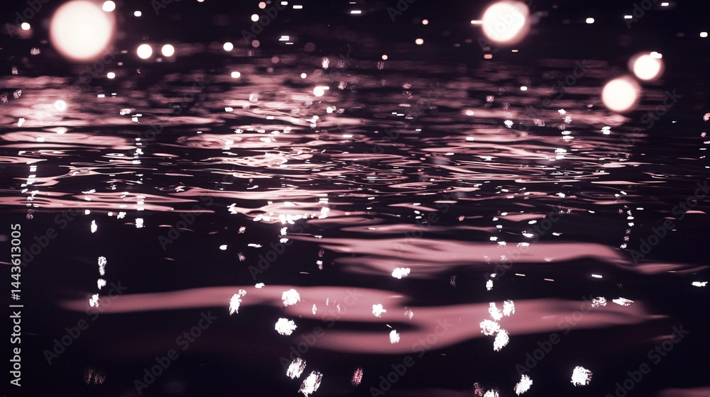 Aufkleber dark water surface illuminated by a multitude of shimmering lights creating a captivating and enigma