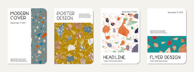 Naklejka premium Notepad cover design. Terrazzo abstract