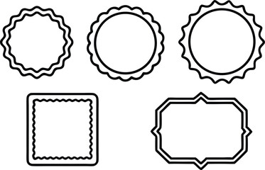 Collection Of Simple Black And White Decorative Frames With Unique Wavy Edges