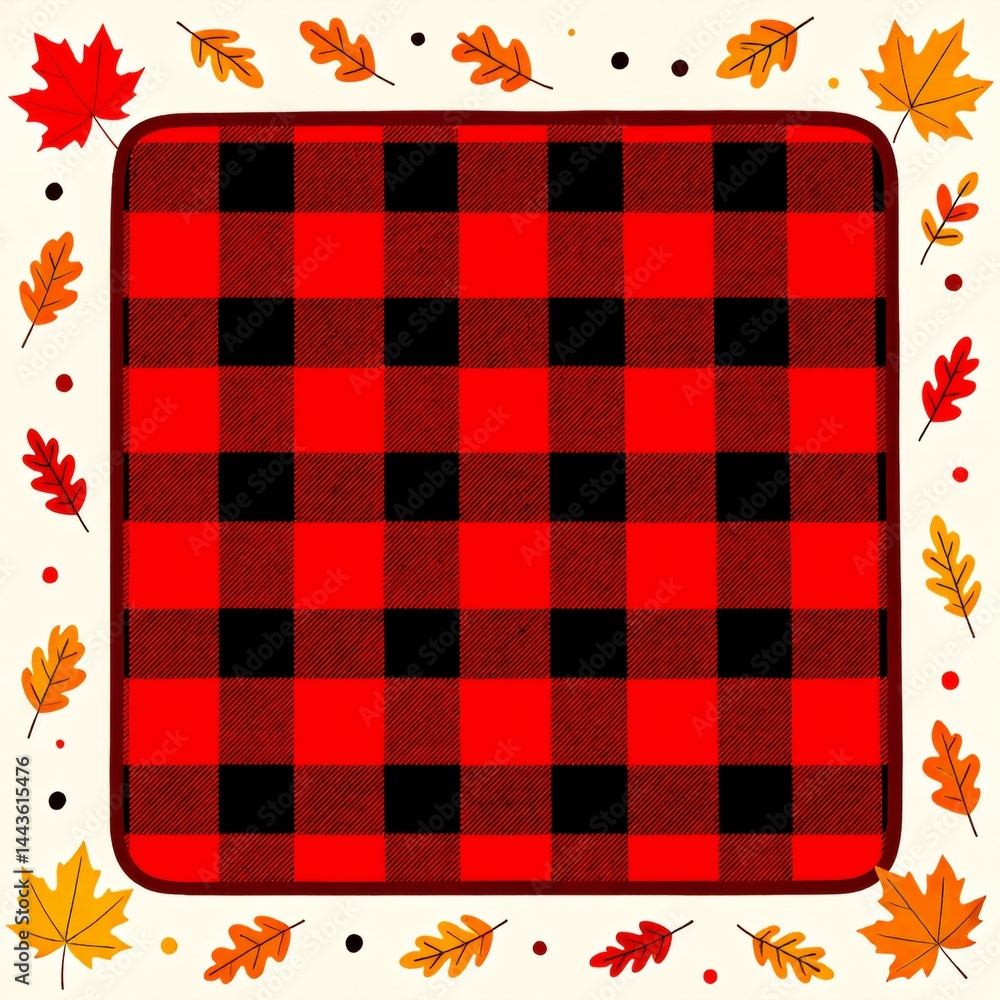 Poster square shaped illustration red black checkered pattern pattern small squares different sizes colors 