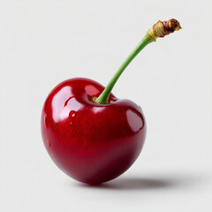 Red maraschino cherry with stem isolated on transparent background. isolated white background