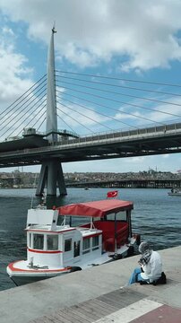  Istanbul, Turkey &ndash; April 27, 2025: Exploring the beauty of Istanbul with boats and bridges by the waterfront