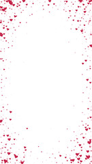 Obraz premium Red hearts scattered on white background.