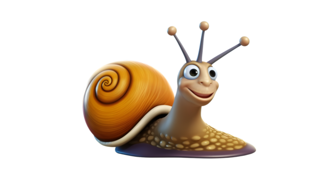 Whimsical Snail Cartoon Illustration for Children's Books and Educational Materials