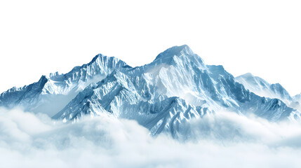 Obraz premium Breathtaking Snow Capped Mountain Landscape with Blue Sky and Clouds Isolated