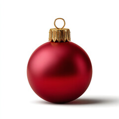 Realistic red Christmas ornament ball with gold cap isolated on transparent background. isolated white background