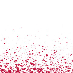Red hearts scattered on white background.