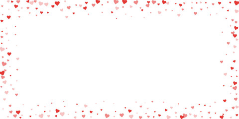 Red hearts scattered on white background.