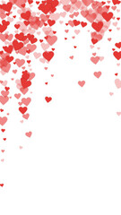 Red hearts scattered on white background.