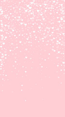 White hearts scattered on pink background.