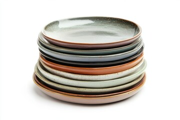 Stack of Vibrant Ceramic Plates for a Colorful Dining Experience