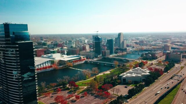 Downtown Grand Rapids Michigan on a very nice and sunny day